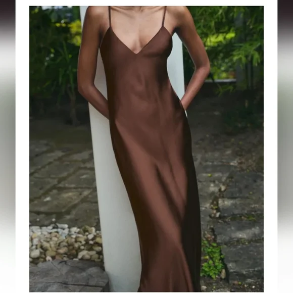 Zara Brown Midi Dress - Picture 4 of 6